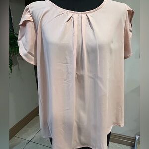 Pink Blouse with Peter Pan Collar and White Sleeves